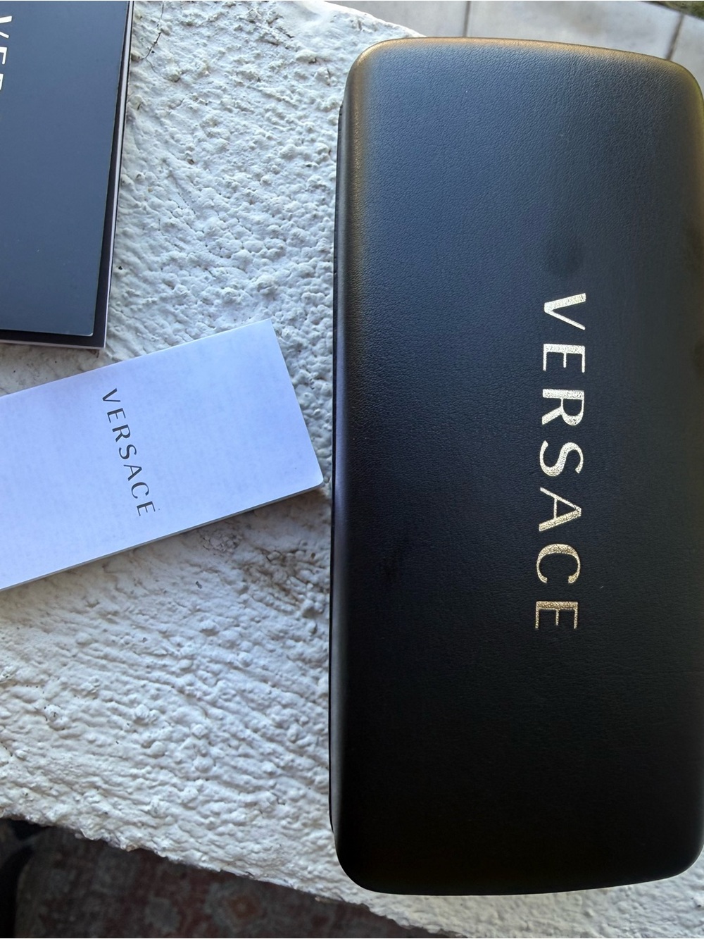 Versace Black and Gold Logo Sunglasses Case Set - Picture 4 of 6
